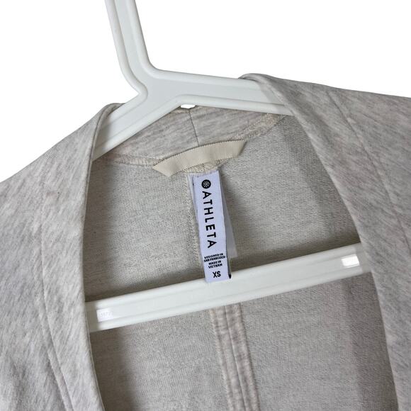 Athleta Cocoon Cardigan Wrap Sweater Womens XS Beige Oatmeal Open Front Pockets - Picture 3 of 5